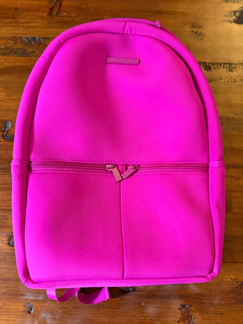 MYTAGALONGS Pink Neoprene Backpack Vibrant Pink Travel Laptop Bag NWT